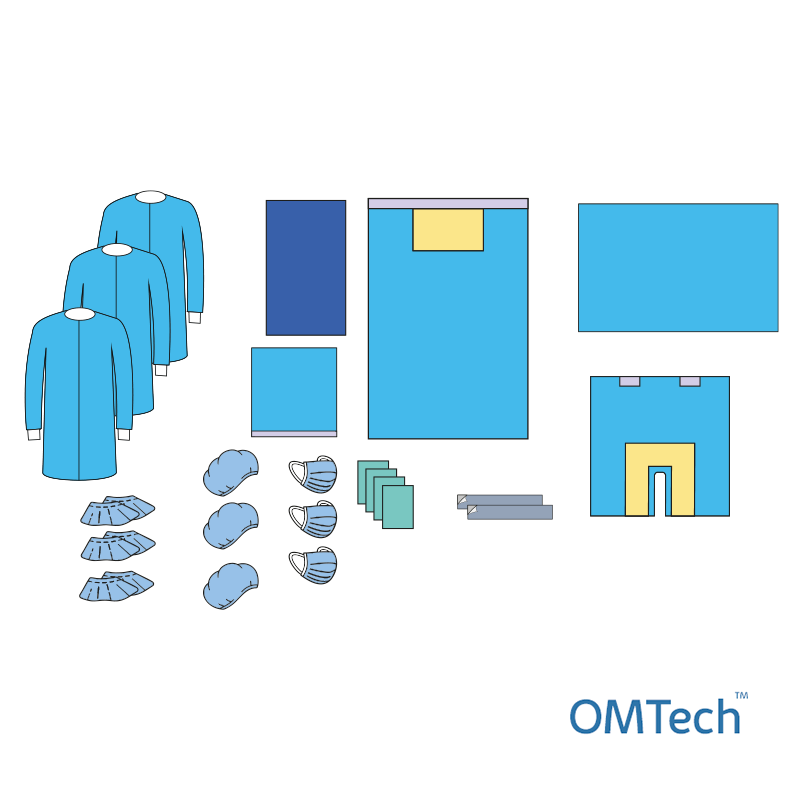 Комплект одягу та покриттів операційних OMTech™ для ЛОР-операцій та щелепно-лицьової хірургії №2/Б стерильний